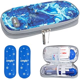 YOUSHARES Medicine Cool Bag with 2PCS Nylon Ice Packs - Insulin Case Insulin Cooler for Medication Diabetic Supplies, Insulin Travel Case (Marble Green)