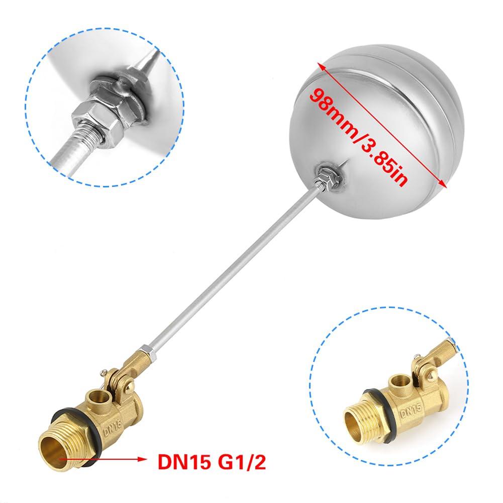 Float Ball Value, DN15 G1/2 Brass Male Thread Water Sensor Stainless Steel Float Ball Value, Widely Used In Magnetic Level Switch