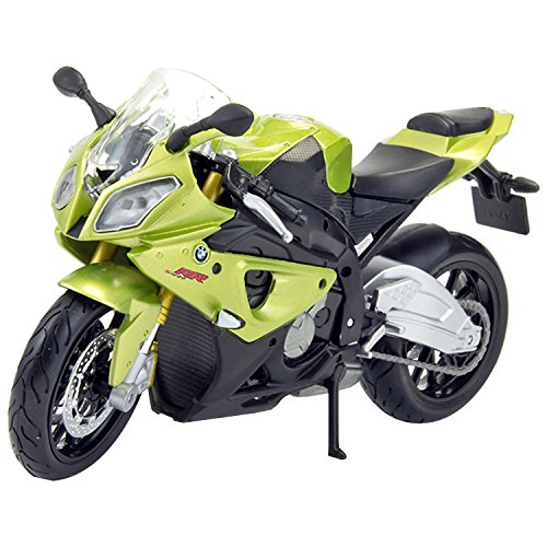Image of Maisto Metal Diecast Bike BMW S1000Rr 1:18 Scale Model Toy Bike, Green, 8+ Years Kid