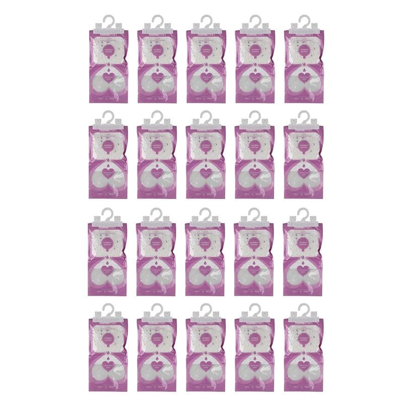 Homesmart Wardrobe Dehumidifier Hanging Bags-Disposable Moisture, Humidity & Damp Absorber for Home Prevent Mould, Mildew & Condensation in Wardrobes, Multipack (Pack of 20 - Lavender)
