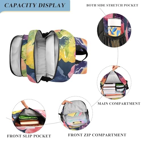 senya Blooming Colorful Flowers Backpack Water-Resistant Bag Lightweight Bookbags with Reflective Strip3
