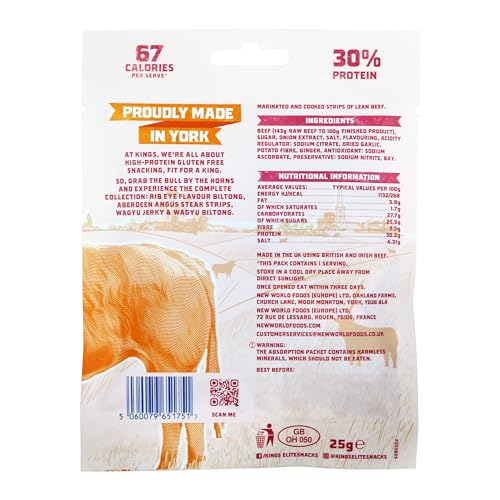 Kings - Beef Jerky and Biltong - Variety Case - High Protein Snacks, Marinated and Cooked Meat - 4 of Each Flavour - Bulk Box of 12 x 25 g Packs - Image 7