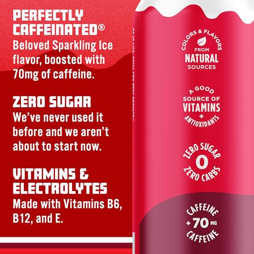 Image of Sparkling Ice Caffeine Soda Shoppe Cherry Cola Perfectly Caffeinated Sparkling Water with 70mg Caffeine, Zero Sugar, with Antioxidants and Vitamins, 16 fl oz Cans (Pack Of 12)