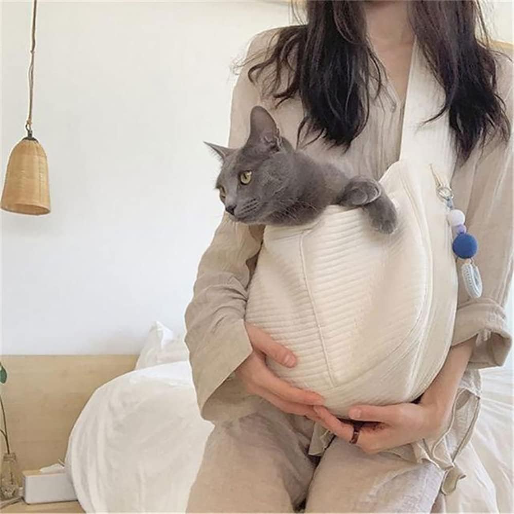 EastVita Dog Cat Sling Carrier Pet Foldable Carrying Bag Outdoor Travel Canvas Bag Shoulder Messenger Bag with Pockets Pet Supplies