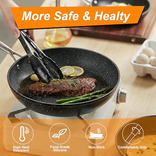 AMFUN 3PCS Silicone Spatula Set - Heat Resistant, BPA-Free, Large Black Turner for Baking, Frying & Flipping - Reusable Non-Stick Kitchen Utensils - Image 4