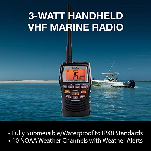 Cobra Marine Radio - Mr Hh150 Flt - 3 Watt, Floating, Long Range, Handheld, Vhf Radio, Noaa, International, Waterproof, Submersible, Weather Alerts, Lcd Screen, Belt Clip #TOP3