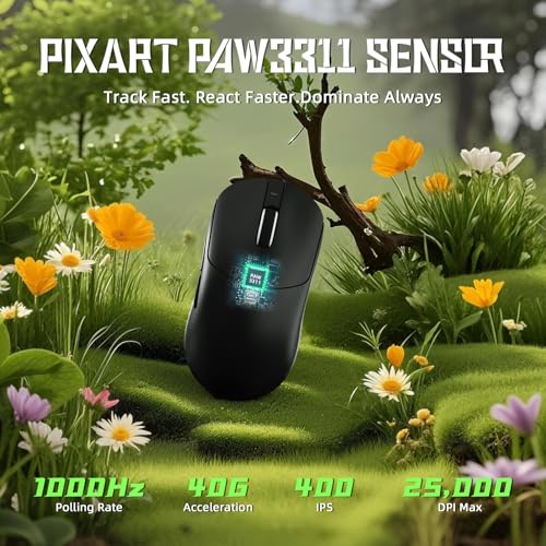 Image of ATTACK SHARK X8 SE 55g Superlight Wireless Gaming Mouse,BK52820 Tri-Mode BT /2.4G Wireless /Wired Mouse,25000DPI,500mAh Battery,Med to Large Hand Size,5 Programmable Buttons for Pc /Mac(Black)