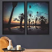 2 Piece Framed Canvas Wall Art Palm Tree Canvas Prints Home Artwork Decoration for Living Room,Bedroom - 16