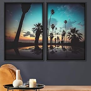 signwin 2 Piece Framed Canvas Wall Art Palm...