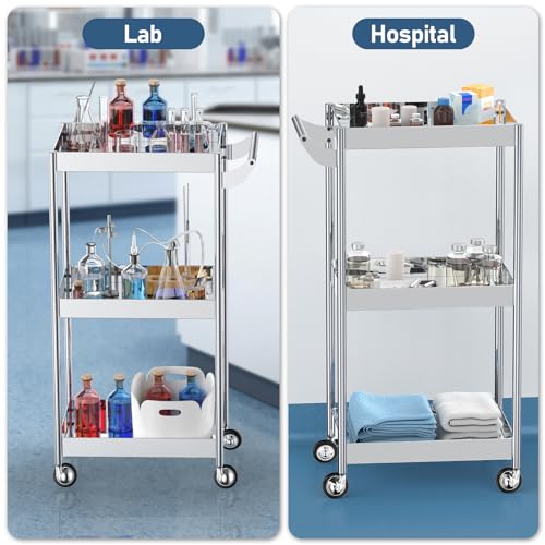 Johgee X052 3 Shelf Mirror Stainless Steel Utility Cart thumb #7