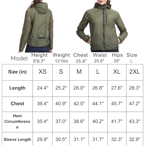 Wulibike Jaqueta corta-vento feminina, leve, com capuz refletivo, embalável, para ciclismo, caminhad