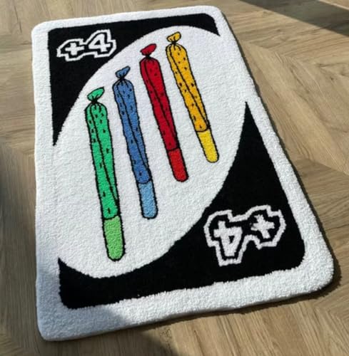 Uno Card Teppich, Regenbogen, umgekehrte Fußmatte, rutschfeste Bodendekoration, dick, für...