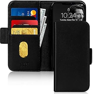 Fyy iPhone 12/12 Pro Case, [Support Magsafe Charger] Luxury Leather Wallet Phone Case Flip Shockproof Protective Case Cover with [Card Holder] for Apple iPhone 12/12 Pro 6.1" 2020 Black