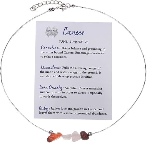 Gargantilla con signo del zodiaco de 12 constelaciones, cristal crudo, piedra natural, curativa, chakra, horóscopo, astrología, joyería para mujer,