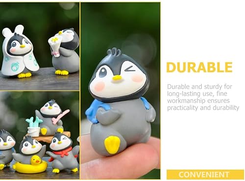 Miniatura 4 de 6 estatuas de pingüino en miniatura, mini figuras de pingüino en miniatura, adornos de jardín en miniatura, decoración de micro paisaje, decoración