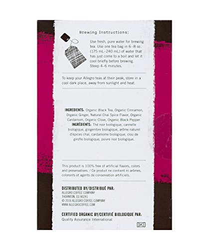 Allegro Tea, Organic Indian Chai Tea Bags, 20 Ct #TOP6