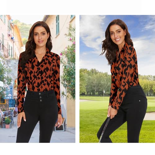 Image of Soneven Womens Golf Polo Shirts 3 /4 Long Sleeve V Neck Button Down Shirts Business Causal Work Blouses Tops