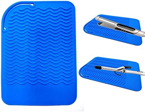 Heat Resistant Silicone Mat for Curling Iron Hair Straightener Flat Iron and Hot Styling Tool 9" x 6.5", Blue