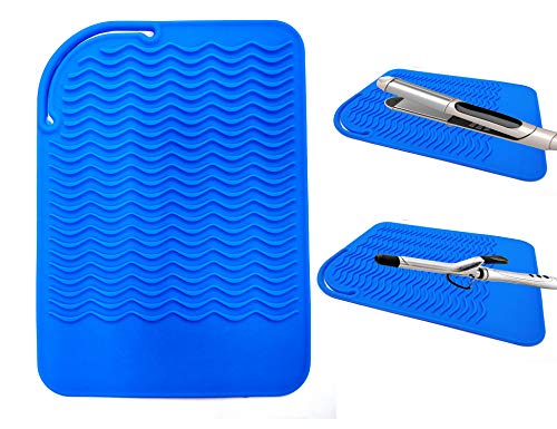 Heat Resistant Silicone Mat For Curling Iron Hair Straightener Flat Iron And Hot Styling Tool 9" X 6.5", Blue #TOP3