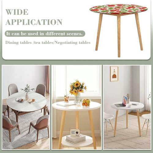 Nappe ronde élastique anti-vent protège table polyester lavable fleurs - 7