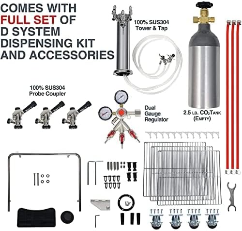 Components of the HCK Kegerator D system dispensing kit