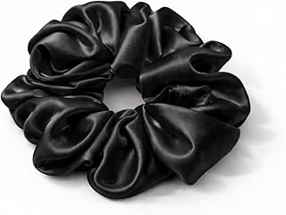 Premium Seiden-Haargummis aus 100% Maulbeerseide – Luxuriöse Scrunchies für schonendes Styling & gesunde Haare. (Schwarz, 2stk.)