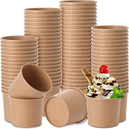 MATICAN 4oz Paper Ice Cream Cups - 50-Count Disposable Dessert Bowls With Polka Dot Design
