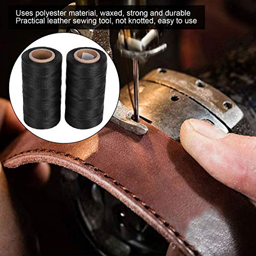 2 rollos de hilo encerado para coser cuero, hilo plano encerado para encuadernación y costura a mano, herramienta para manualidades en cuero miniatura 3