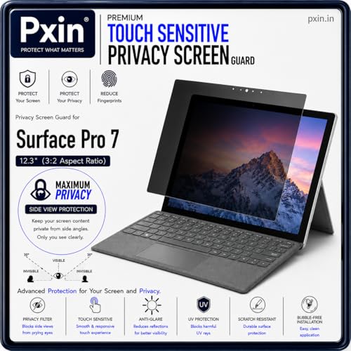 Image of Pxin Aura | Compatible with Microsoft Surface Pro 7 | Touch Sensitive Privacy Screen | Anti Blue | Anti Glare | UltraThin for Hyper Touch | Anti UV | Privacy Filter