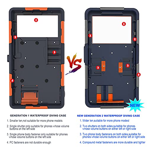 Image of Professional Diving Upgrade Waterproof Protective Case, Outdoor Swimming Snorkeling Surfing Underwater Photo Video Housing for iPhone Galaxy Huawei OnePlus LG Motorola Google Series Smartphones