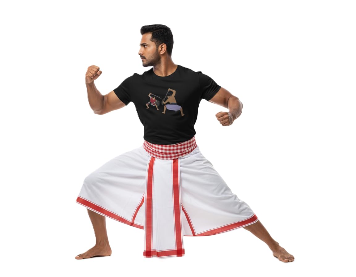 VASAL Kalaripayattu Practice Tee | Skin Friendly Dot Matrix Fabric | Unisex Quick Dry Athletic Shirt (in, Alpha, L, Black) 4