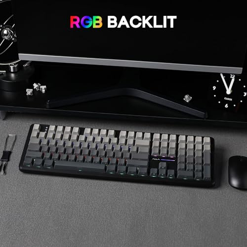 Image of EPOMAKER Aula F108 Wireless Gaming Keyboard, Mechanical Keyboard with 8000 mAh Battery, 108 Hot-Swap and Programmable Keys, RGB Backlight, for Mac /PC /Android (BlackOmbre, Greywood V3)