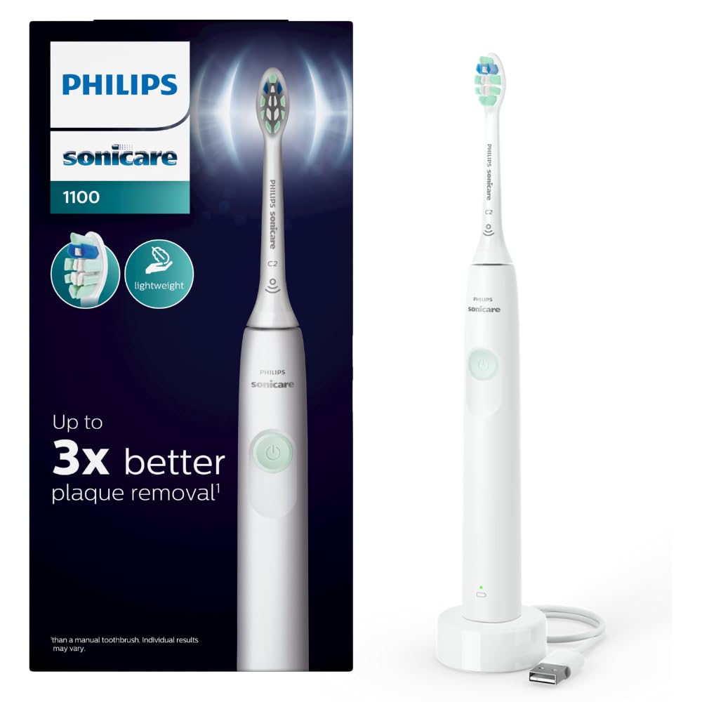 Philips Sonicare 1100 Series Sonic Electric Toothbrush with 31,000 Brush Strokes per Minute,...
