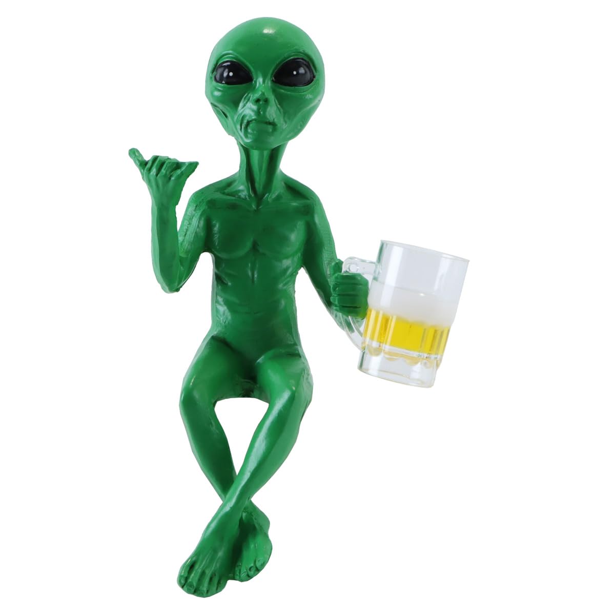 ACOLY Alien Statue, Beer Drinking Sculpture, Resin Novelty Collectible, Funny Desktop Decor, for Adults, Bedroom, Garden, Outdoor Shelf