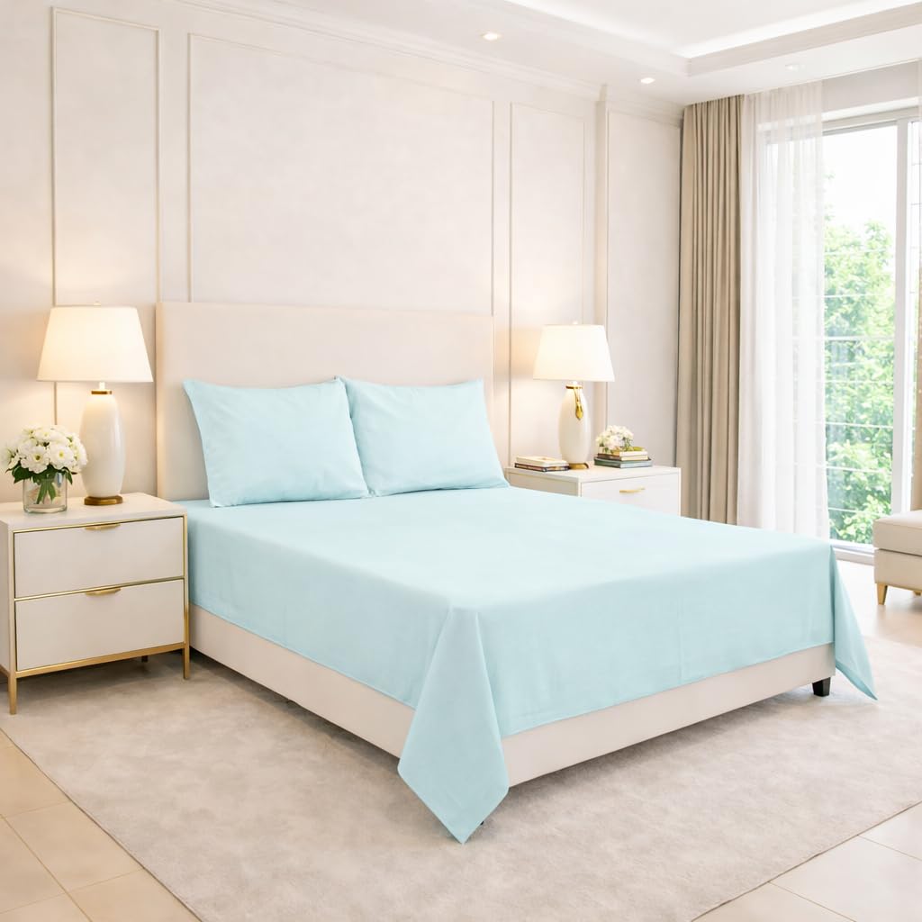 ARLINENS Polycotton Flat Sheets in Following Colours and Sizes: (KING, DUCKEGG)