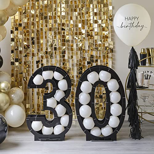 Ginger Ray 30th Balloon Black Mosaic Frame Decoration Party Backdrop
