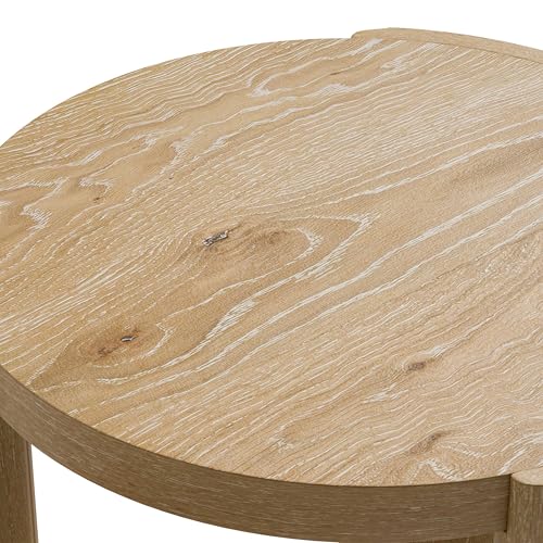 Furniture of America Carys Modern Solid Wood 2-Piece Coffee Table and End Table Set with Plinth Base, Living Room Furniture for Small Space, Home Office, Oak