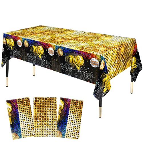 3 Pieces 70s Disco Party Plastic Rectangle Tablecloth70s Party Table Cover 70s Disco Throwback Birthday Party Decoration for