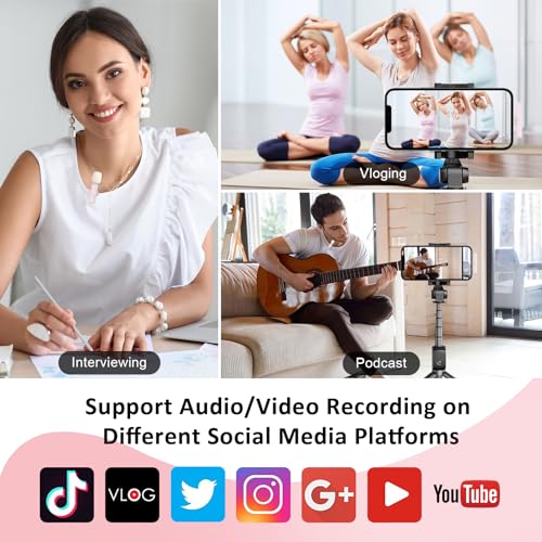 Image of MAYBESTA Mini Wireless Lavalier Microphone for iPhone, iPad, Android - Bluetooth Lapel Phone Microphones for YouTube Video Recording - Clip on Lav Mic for Interview Podcast Vlog(Pink)