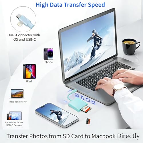 Lecteur carte mémoire iPhone saturé, adaptateur SD et MicroSD double slot USB-C