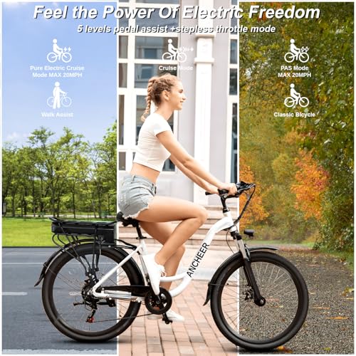 ANCHEER Electric Bike for Adults, 48V 500Wh EBike, UP to 60