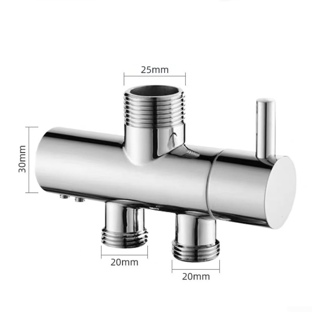 2-Wege-Dusch-Umstellventil, verchromter Badezimmer-Duschkopf-Splitter, Messing, Wandmontage, Ventilumsteller für Zuhause, Badezimmer, Funktioniert mit Standard-Duschsystemen (Chrom)