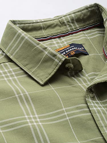 Image of The Indian Garage Co Men Slim Fit Checkered Full Sleeves Spread Collar Casual Shirt