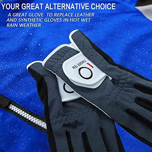 FINGER TEN Golf Gloves Men Left Hand Right Rain Grip Weathersof Value 2 Pack - Image 4