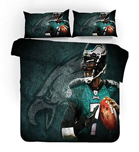 NICHIYO American Football Bed Linen Set - Duvet Cover and Pillow Case, Microfibre, 3D Digital Print, Three-Piece Bedding (Duvet Cover + Pillowcases) (2, Single 135 x 200 cm)
