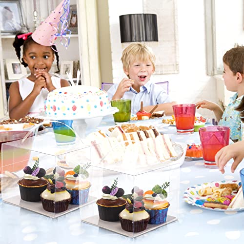 Tatuo 40 Pcs Clear Cake Box With Stickers Transparent Bakery Boxes With Handle 6 X 6 X 5 Inch Treat Box For Cake, Bakery Packaging Carriers Bakery Take Out Containers For Cookie Candy Wedding Party #TOP5