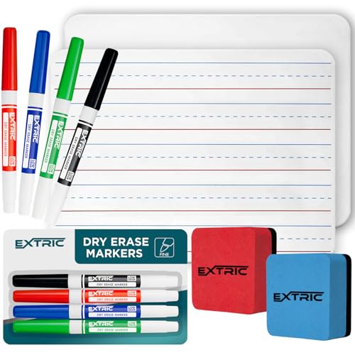 Small White Board for Kids 2 PK, Double Sided Small Dry Erase Board, 4 Fine Tip Markers, 2 Mini Erasers Mini...