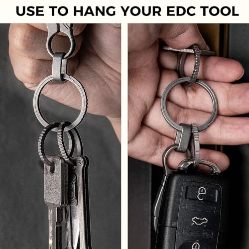 Image of FEGVE Small Titanium Key Chain Rings, Side Push Keychain Ring, Rustproof | Side Push Easy Open, Gr5 titanium alloy, Ultra-light, Corrosion-proof, Anti-deform, for House Car Work Keys