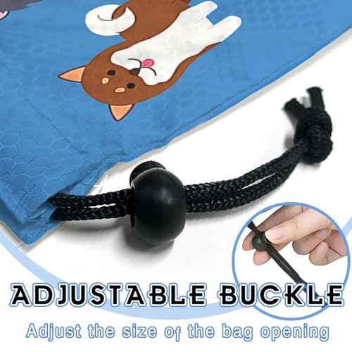 Image of Car Trash Bag Hanging Back of Seat Waterproof Small Cute Printed One-Handed Strap Drawstring Garbage Bags for Car-Cute Animal Dogs