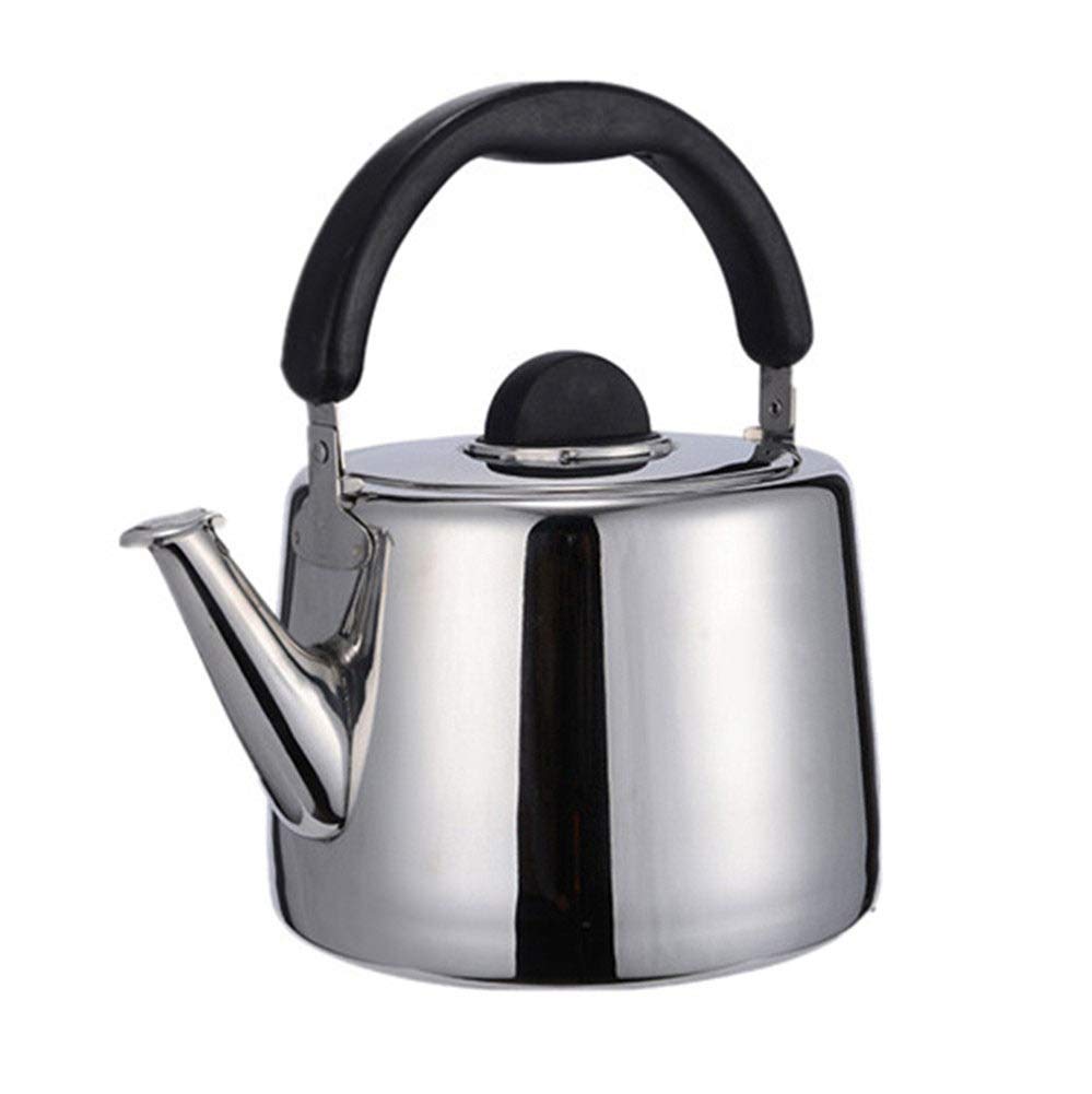 Bouilloire à thé finie la rouille, grande théière inox 5L sifflet puissant tout feu